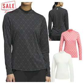 【アウトレット商品】 アディダス ゴルフ モックシャツ レディース 長袖 モックネック Tシャツ ヒートレディ ゴルフウェア 総柄 ジャガード ブランド 無地 春 夏 秋 JRY49 adidas golf