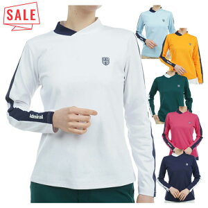 【セール対象】 アドミラルゴルフ シャツ モックシャツ レディース 長袖 モックネック 吸水速乾 ストレッチ ゴルフウェア ブランド ロゴ 無地 秋 冬 ADLA456 Admiral golf