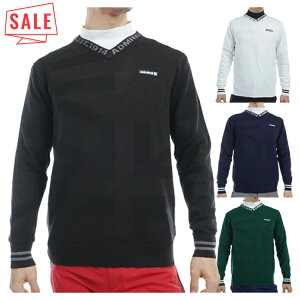【セール対象】 アドミラルゴルフ セーター メンズ 長袖 Vネック 静電気軽減 遠赤外線保温 軽量 ゴルフウェア ブランド ユニオンジャック ジャガード 秋 冬 ADMA454 Admiral golf