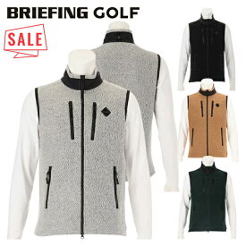 【セール対象】 ブリーフィング ゴルフ ベスト メンズ フルジップ ウール ボア フリース 軽量 保温 防臭 スタンドネック ゴルフウェア ブランド 無地 ロゴ BRIEFING GOLF BRG253M46