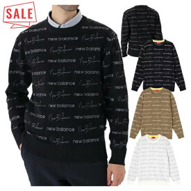 【セール対象】 ニューバランス ゴルフ シャツ メンズ 長袖 プルオーバー クルーネック 軽量 ストレッチ ゴルフウェア ロゴ 総柄 ブランド 0125270003 New Balance golf