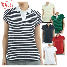 【セール対象】 トミーヒルフィガー ゴルフ ポロシャツ レディース 半袖 シャツ 吸水速乾 UVカット 抗菌防臭 ロゴ ゴルフウェア ブランド 総柄 春 夏 秋 THLA511