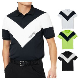 【父の日 早割クーポン対象】 V12 ゴルフ ポロシャツ 半袖 メンズ シャツ ポロ ゴルフウェア LUX 吸汗速乾 黒 白 ロゴ ブランド レア 春 夏 秋 VLX2210-CT03 GOLF
