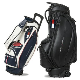 【月間優良ショップ受賞】 トミーヒルフィガー ゴルフ キャディバッグ キャスター付き メンズ レディース タイヤ付き キャスターキャディバッグ 9.0型 5分割 約4.6kg カートバッグ ゴルフバッグ 無地 レア ブランド ロゴ TOMMY HILFIGER GOLF THMG5FC2
