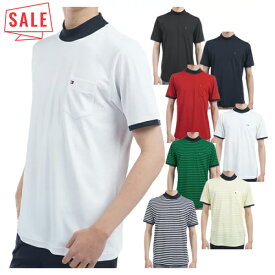 【セール対象】 トミーヒルフィガー ゴルフ モックシャツ メンズ 半袖 シャツ モックネック ハイネック 吸水速乾 UVカット 抗菌防臭 ゴルフウェア ブランド 無地 ロゴ 春 夏 秋 THMA515