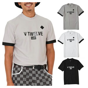 【365日出荷対応】 V12 ゴルフ モックシャツ メンズ 半袖 シャツ ハイネック モックネック 軽量 ストレッチ 吸水速乾 無地 ロゴ ゴルフウェア ブランド VLX2510-MK17