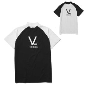 V12 ゴルフ モックネック シャツ 半袖 メンズ LUX ハイネック モックシャツ ゴルフウェア GOLF ブラック 黒 ホワイト 白 春 夏 秋 VLX2111-CT05