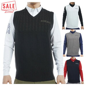 アドミラルゴルフ ベスト メンズ Vネック 静電気軽減 遠赤外線保温 軽量 ゴルフウェア ブランド ケーブル 秋 冬 ADMA471 Admiral golf
