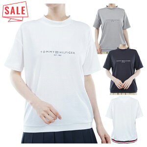トミーヒルフィガー ゴルフ モックシャツ レディース 半袖 ハイネック シャツ UVカット ロゴ ゴルフウェア ブランド 無地 春 夏 秋 THLA418