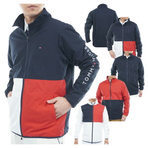 トミーヒルフィガー ゴルフ ブルゾン メンズ 長袖 ジャケット ウインドジャケット フルジップ 撥水 ストレッチ 防風 ゴルフウェア ブランド 無地 春 秋 冬 THMA567