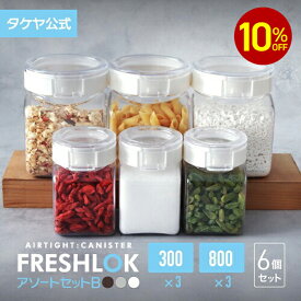 【楽天SS期間中10％オフ】お得な売れ筋セット！ 【送料無料】 タケヤ フレッシュロック アソートセットB（角型 300×3　800×3） スパイス 調味料入れ 密閉 プラスチック キャニスター 保存容器 キッチン FRESHLOK 日本製 おしゃれ 軽量 ワンタッチ 小麦粉 塩 砂糖 調味料
