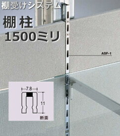 棚受け金具 棚柱(支柱レール)シングルタイプ 1500ミリ　クローム【メーカー直送品】