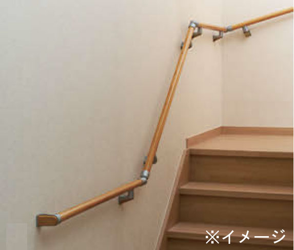 一般的な室内の90°回り階段に必要な手すり部材をセットにしお買い得な価格に 住宅用木製階段手すりセット 90°2段回り階段用 即納最大半額 新商品 室内 部材