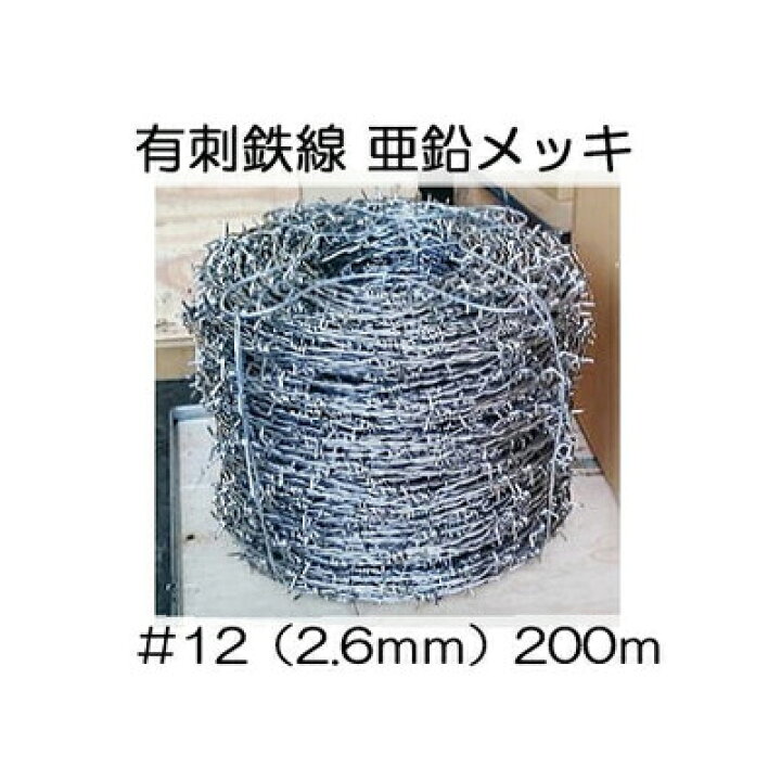 楽天市場】有刺鉄線 亜鉛引 ＃12 (線径2.6mm×200m長さ)鬼針金 (メッキ 