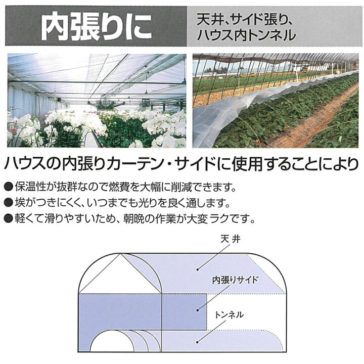楽天市場】農業用ハウス保温フィルム サニーコート 230cm×100m 透明 