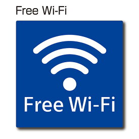 ピクトサイン『Free Wi-Fi』【ブルーorホワイト】150mm×150mm アクリルプレート：両面テープ付（1枚）