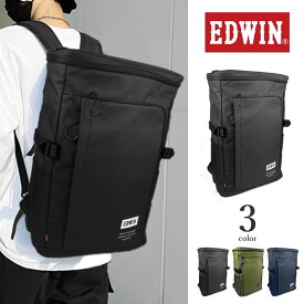 全3色 EDWIN エドウイン BOX型 21.6L PUナイロン バックパック リュックサック メンズ レディース カジュアル プレゼント ボックス型 スクエア 鞄 プレゼント 大容量