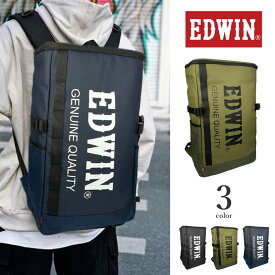 全3色 EDWIN エドウイン デカロゴ BOX型 21.6L PUナイロン バックパック リュックサック メンズ レディース カジュアル プレゼント ボックス型 スクエア 鞄 プレゼント 大容量