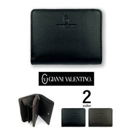 【全2色】 GIANNI VALENTINO ジャンニ・バレンチノ ソフト リアルレザー 2つ折り 財布 ショートウォレット ラウンドファスナー 小銭入れ 本革 皮革 カウレザー 牛革 メンズ レディース プレゼント