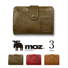 全3色！moz（モズ）切手ワッペンデザイン リアルレザー 二つ折り 財布 ラウンドファスナー ショートウォレット 小銭入れ カードケース ソフトレザー 牛革 皮革 メンズ レディース 男女兼用 プレゼント