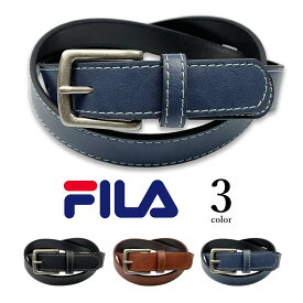 【全3色】FILA フィラ ロゴ型押し レザーベルト ビジネス ベルト タイト 2.8cm レディース メンズ 男女兼用 子供 ロゴ タイト カジュアル スーツ 大きいサイズ 学生 ゴルフ　贈り物 プレゼント 父の日（クリックポスト送料無料）