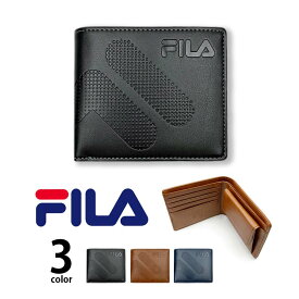 【送料無料】全3色 FILA（フィラ）ドットロゴ型押し 2つ折り財布 ショート ウォレット フェイクレザー メンズ レディース 男女兼用 プレゼント 贈り物 （クリックポスト送料無料）