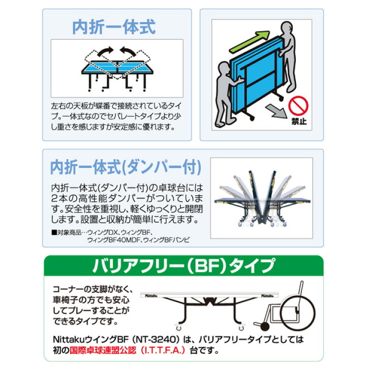 楽天市場】Nittakuニッタク adt0044 ウィングBF-40 MDF 卓球台 国際 
