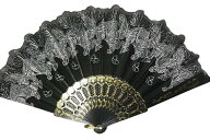 ラメ入り金付け布扇子　バレエ用品/発表会/舞台用扇子/フラメンコ/キトリの扇子
