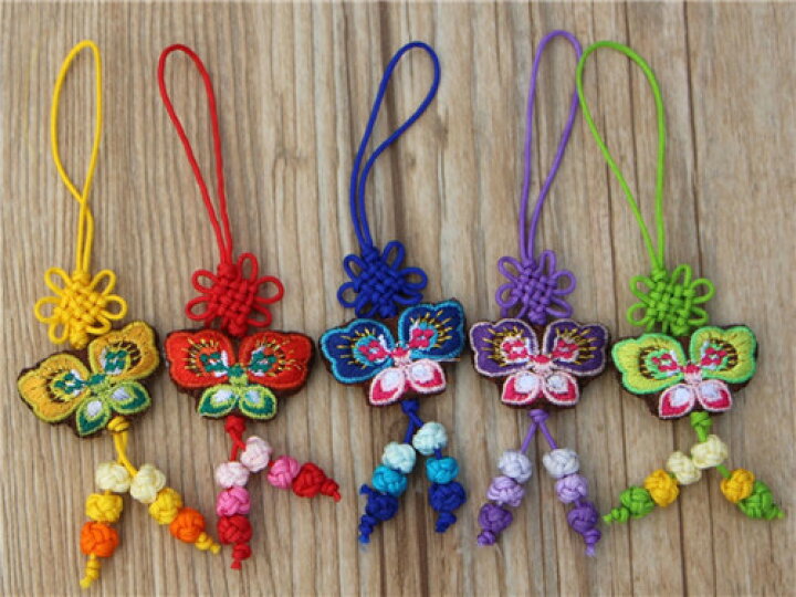 楽天市場】刺繍小物 中国房飾り・蝶々つるし飾り 刺繍ストラップ 手芸 