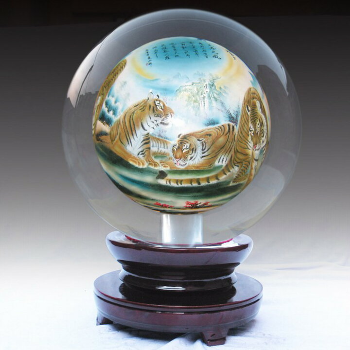 楽天市場】水晶玉内面繪画置物 中国工芸品 インテリア小物 新築 飾り物 