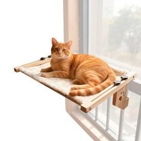 猫用 ハンモック 窓際 ベッド 窓用 ペットベッド キャットハンモック 木製 フレーム 吊り下げ 安定感 爪とぎ 猫用パーチ 室内用 ペット用品