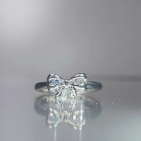 [TAKUMI] リボンリング ダイヤ 婚約指輪 エンゲージリング ペア ペアリング リボン リング 指輪 レディース メンズ リング ダイヤモンド シルバー925 金属アレルギー カップル 2個セット 可愛い おしゃれ かわいい シンプル 錆びない