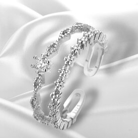 【楽天1位】[TAKUMI]ピタリング 指輪 フリーサイズ ダブルリング リング レディース ピンキーリング シルバー リング 重ねづけ 2連 ダイヤモンド ブランド