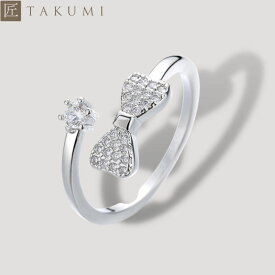 [TAKUMI]ピタリング リボン リング 指輪 ダイヤ レディース おしゃれ シルバー シンプル プロポーズリング ダイヤモンド 普段使い ブランド ダイヤ 可愛い おしゃれ かわいい 錆びない