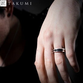 【楽天1位】[TAKUMI] 指輪 白黒 リング メンズ アクセサリー 男性用 幅広 太め 黒 シルバーカラー 人差し指 シンプルリング 銀色 可愛い おしゃれ かわいい 錆びない