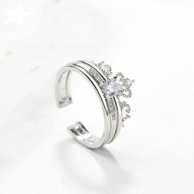 [TAKUMI]ピタリング 指輪 リング フリーサイズ レディース 2連 ペア リング ティアラ シルバー925 ブランド シンプル ダイヤモンド 可愛い おしゃれ かわいい 錆びない