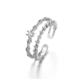 [TAKUMI]ピタリング 指輪 フリーサイズ リング メンズ レディース 2連 リング ダイヤモンド シルバー925 ブランド シンプル ダイヤモンド 可愛い おしゃれ かわいい 錆びない