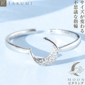 【楽天1位】[TAKUMI]ピタリング 指輪 フリーサイズ リング プロポーズ フリーサイズ フリーサイズリング シルバーリング レディース 925 シルバー ダイヤモンド 月 フリーサイズ指輪