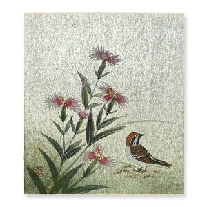 ≪メール便対応≫アウトレット色紙 初秋【撫子 035】松田 清峰直筆 日本画 絵画 色紙