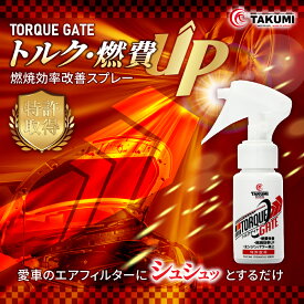 トルクゲイト トルクアップ 燃費改善 エアフィルター 燃焼効率改善スプレー 特許取得済み 自動車 二輪 1本スプレーするだけ 自然由来の安全成分使用 効果実感 有害ガス減少 ガソリン ディーゼル ハイブリッド クリーンディーゼル 遅効性 トルクゲイト