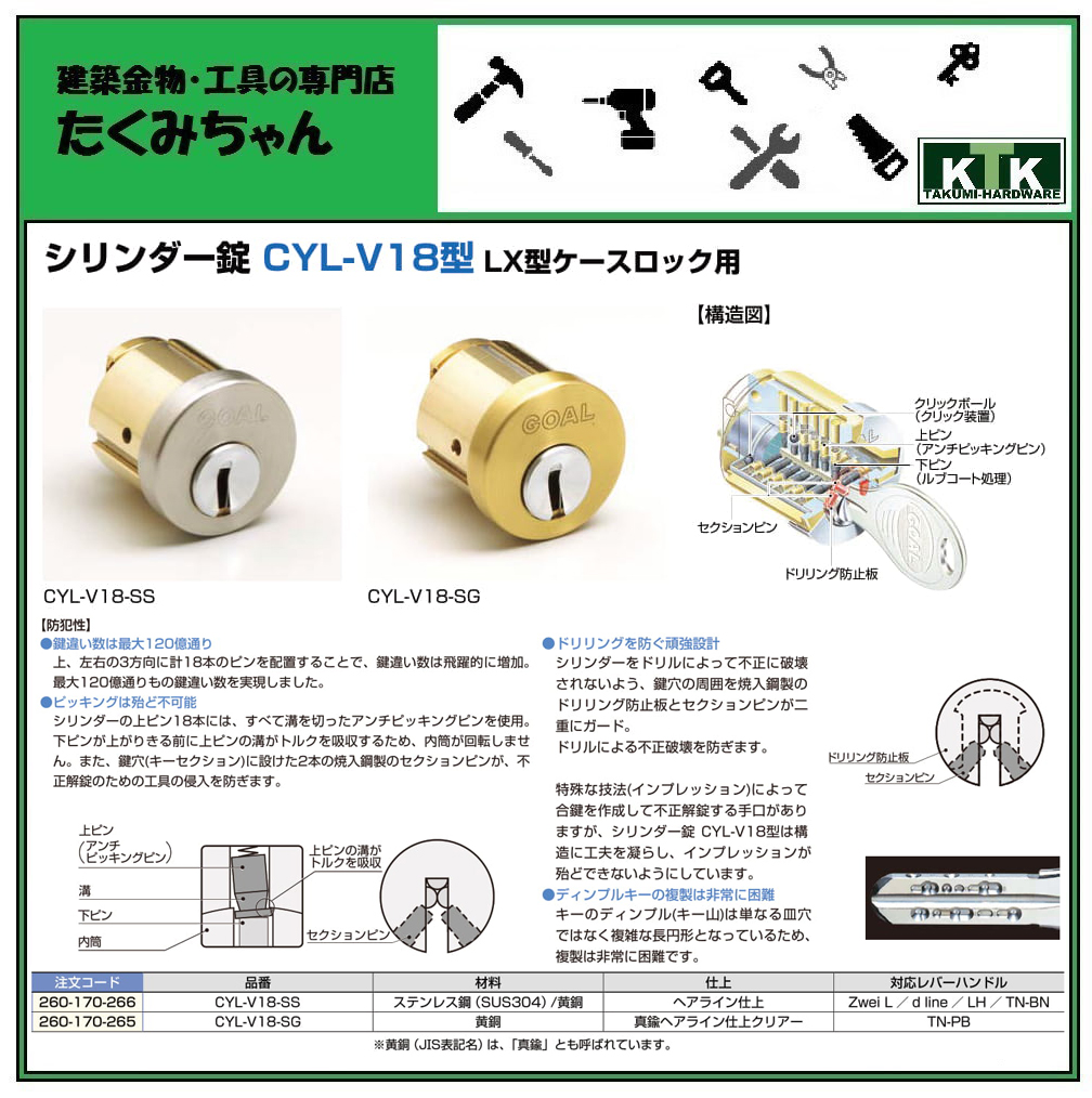楽天市場】LAMP スガツネ工業シリンダー錠 CYL-V18型 LX型ケースロック