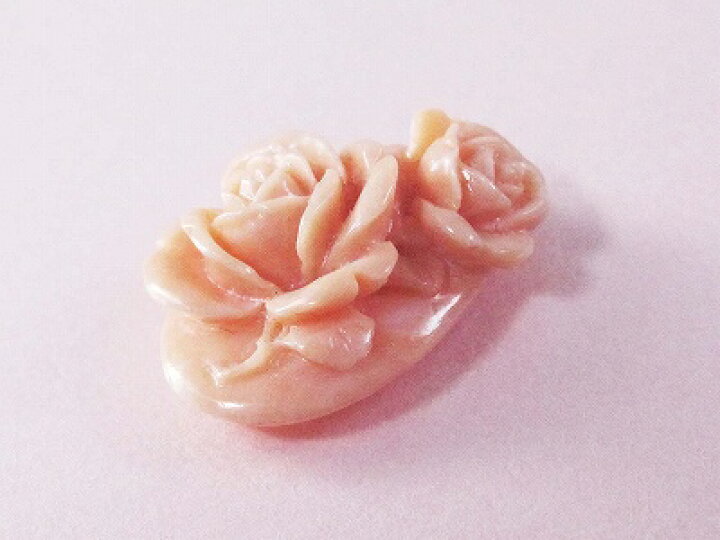 楽天市場】桃珊瑚 バラ彫り パーツ 薔薇の花を立体的に手彫りした 