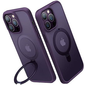 NYタイムズスクエアを席巻 TORRAS iPhone 14 Pro Max 用 ケース 半透明 米軍規格 Halbachマグネット ワイアレス充電対応 縦横両対応 アイフォン 14 ProMax 用 ケース 「UPRO Ostand」パープル