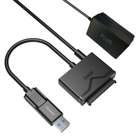 BENFEI SATA-USB 3.0ケーブル、USB 3.0-SATA IIIハードドライブアダプタ、2.5 3.5インチHDD / SSDハードドライブディスクおよび12V / 2A電源アダプタ付きSATAオプティカルドライブに対応、UASPをサポ