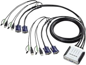 エレコム KVMスイッチ USB VGA スピーカー 4台 KVM-KU4