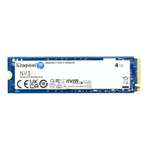 LOXgeNmW[ Kingston SSD NV3 4TB PCIe Gen 4.0 x4 ő6,000MB/b M.2 2280 NVMe K㗝Xۏؕi 5Nۏ SNV3S/4000G
