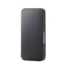 エレコム iPhone 12 Pro Max ケース Qi充電対応 ソフトレザー 磁石付 ブラック PM-A20CPLFY2BK