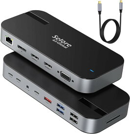 USB C ドッキングステーション type c Dock 16 in 1 3画面モード トリプルディスプレイ対応 87W出力 デュアル 4K HDMI出力ポート (16in1)