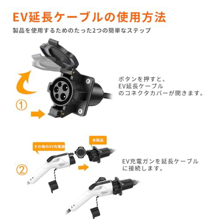 楽天市場】Qkcabo 32A 電気自動車充電器延長ケーブル、100-250V 32A 6M 