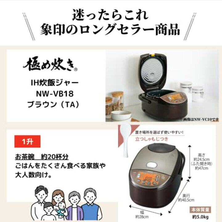 楽天市場】象印 炊飯器 1升 10合 極め炊き IHタイプ 日本製 保温30時間 